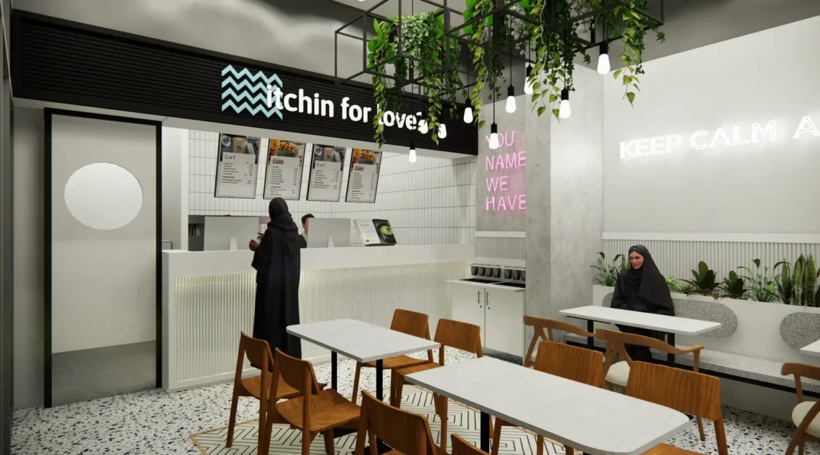 Sandos Burger, located in a leading dining destination in Al Ain, is a homegrown concept built through design from identity to spatial experience. The goal was to create a modern burger destination that resonates with both locals and expats. The result is a balanced environment that feels fresh, social and culturally aligned.  A white dominant palette softened with beige, black detailing and biophilic greens establishes clarity and warmth. Wall paneling and vein scoting add refinement, while custom murals and neon accents introduce energy. Natural wood tones bring comfort and balance across the space.  A curated outdoor area enhances the seasonal dining experience and extends the brand beyond the interior. The project reflects collaboration, community relevance and clear design intention.  A brand shaped by design.